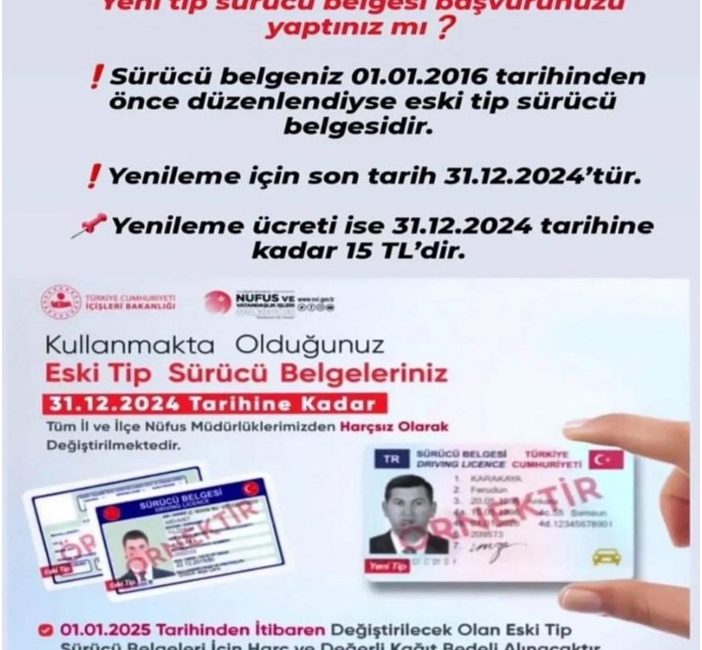 Sürücü Belgesi ve Kimlik Kartı Yenileme Süreleri Yaklaşıyor