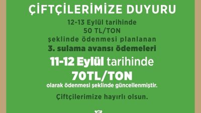 Kayseri Şeker’den Çiftçilere Önemli Duyuru: 3. Sulama Avansı 70 TL/Ton