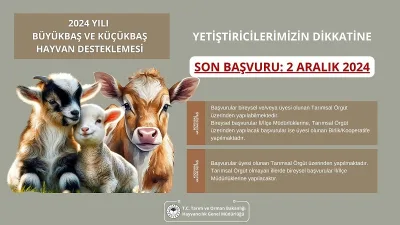 Boğazlıyan İlçe Tarım Müdürlüğü, 2024 yılı 1. dönem Buzağı/Malak ve