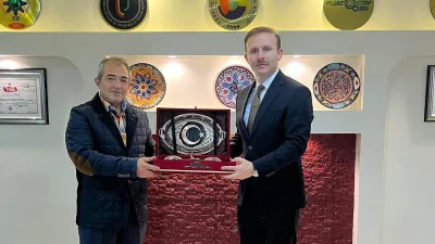 Boğazlıyan Kaymakamı Aydın Yanık, Ticaret Odası Başkanı Öcal Öcalan’ı makamında