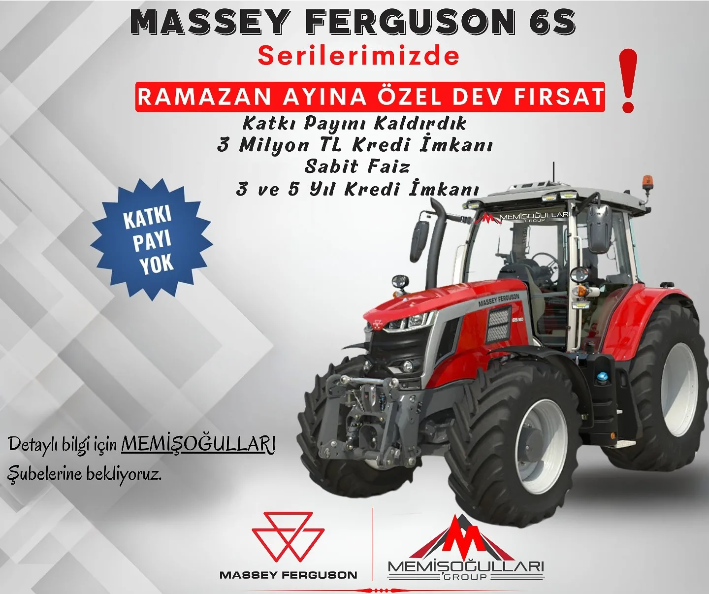 Memişoğulları, Ramazan ayı dolayısıyla Massey Ferguson 6S Seri traktörlerde sabit