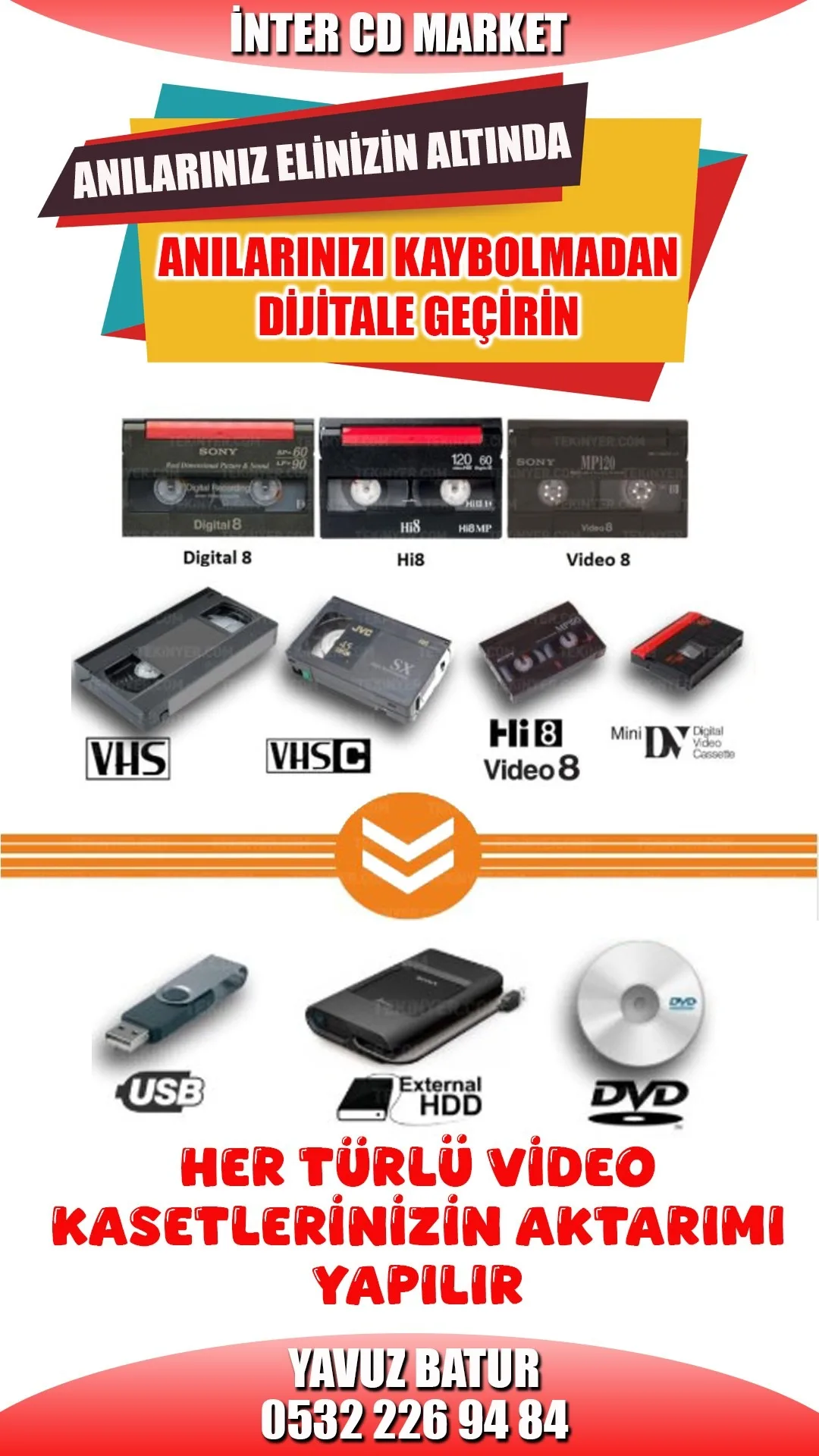Boğazlıyan’da hizmet veren Inter CD Market, eski video kasetleri dijital