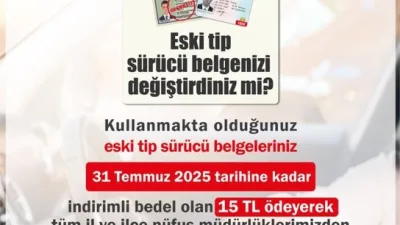 Yozgat Valiliği, eski tip sürücü belgesini 31 Temmuz 2025’e kadar