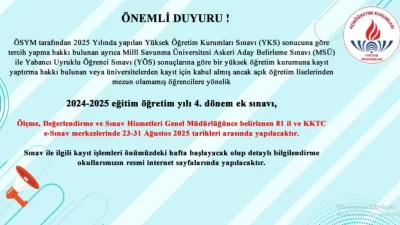 Boğazlıyan Halk Eğitim Merkezi, YKS, MSÜ ve YÖS sonuçlarına göre
