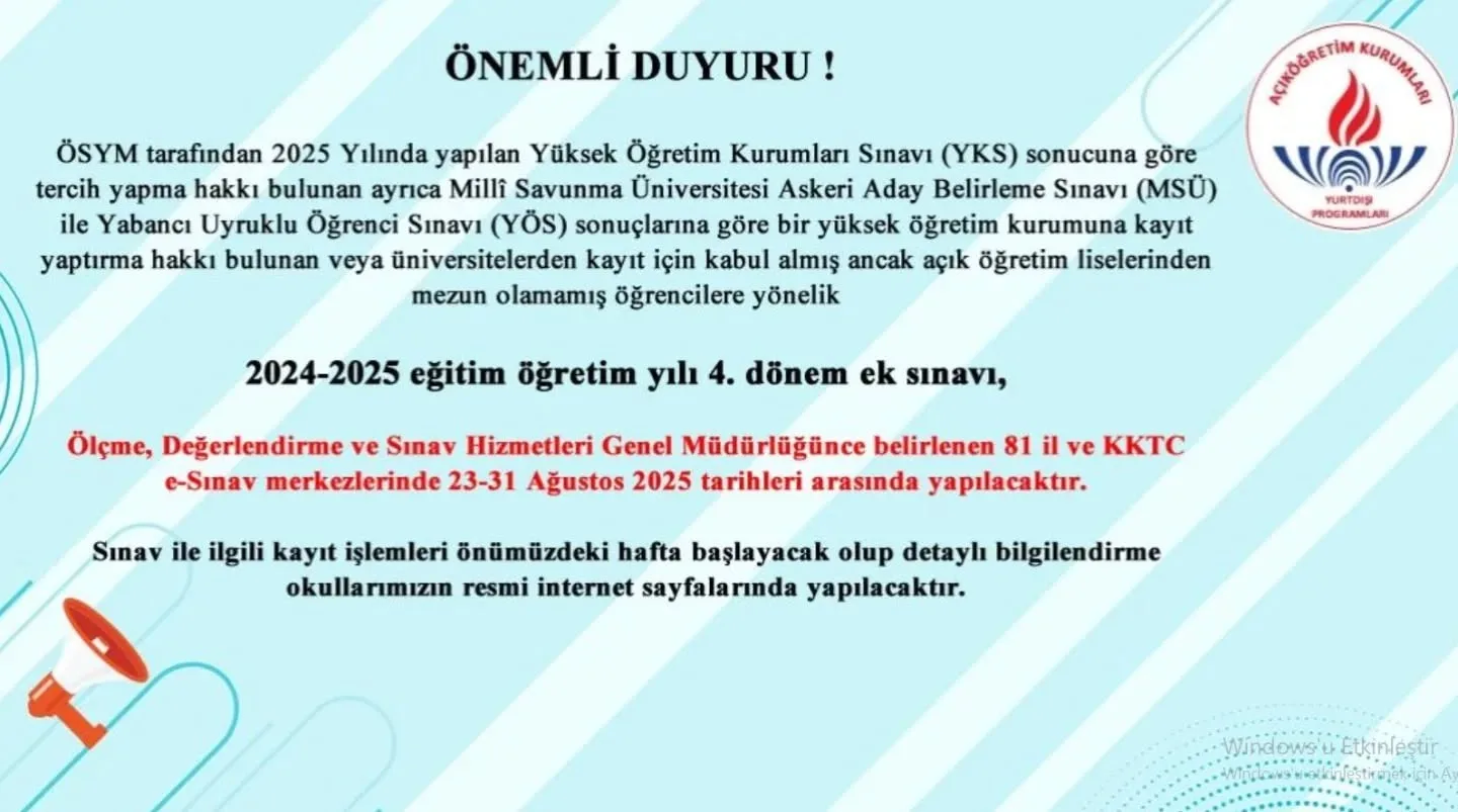 Boğazlıyan Halk Eğitim Merkezi, YKS, MSÜ ve YÖS sonuçlarına göre