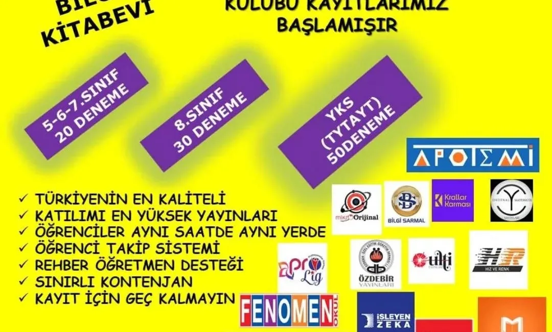 Bilgi Kitabevi, 4. sınıftan YKS’ye kadar tüm seviyelere hitap eden