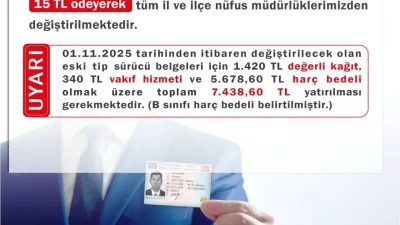 Eski tip sürücü belgelerini 31 Ekim 2025’e kadar sadece 15