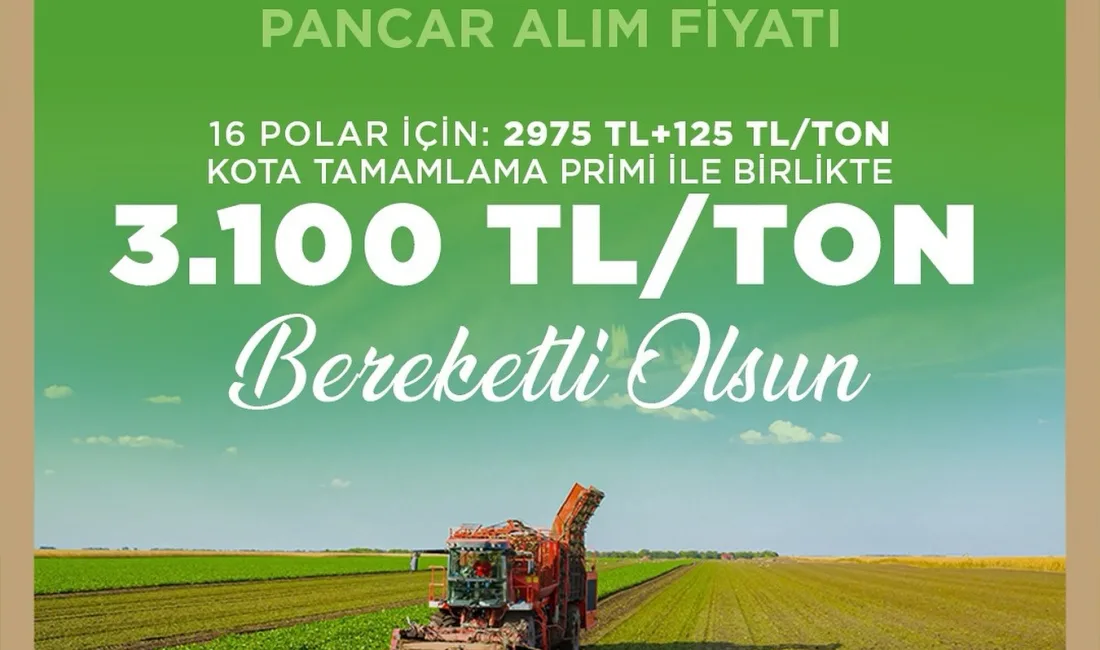 Kayseri Şeker Fabrikası, 2025–2026 kampanya döneminde 16 Polar pancar için