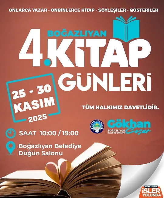 Boğazlıyan Belediyesi, 25–30 Kasım tarihlerinde düzenlenecek 4. Kitap Fuarı ile