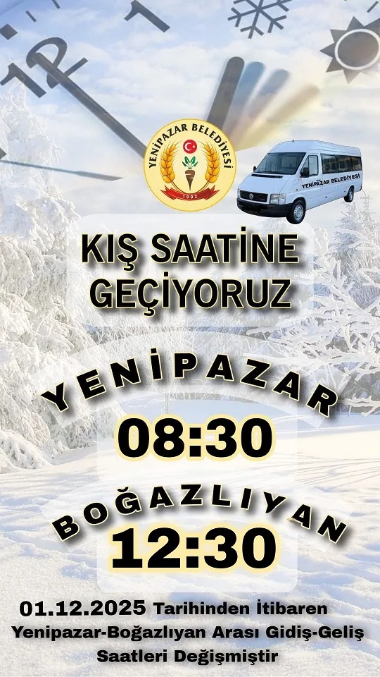 Yenipazar Belediyesi, 1 Aralık 2025 Pazartesi gününden itibaren Yenipazar–Boğazlıyan hattında