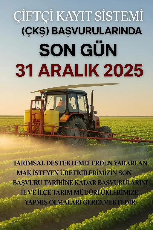 Boğazlıyan İlçe Tarım Müdürlüğü, Çiftçi Kayıt Sistemi başvurularının 31 Aralık