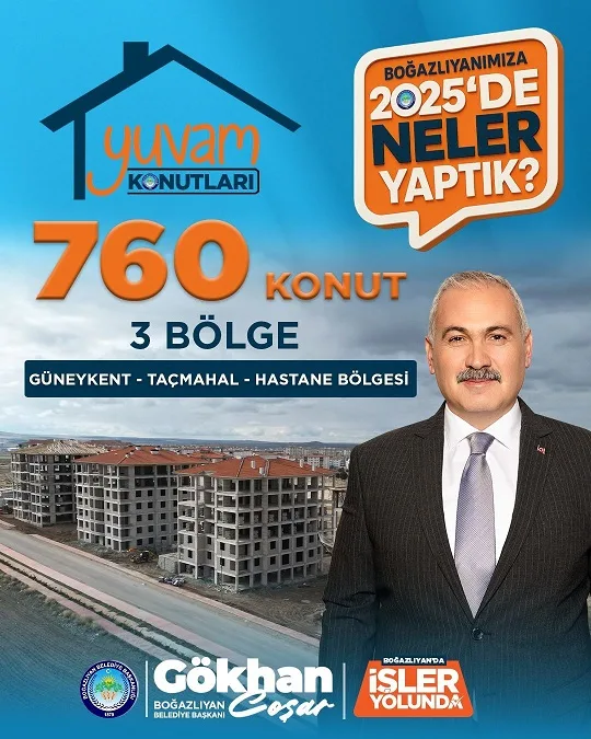 Boğazlıyan Belediye Başkanı Gökhan Coşar, 2025 yılı boyunca ilçeye değer