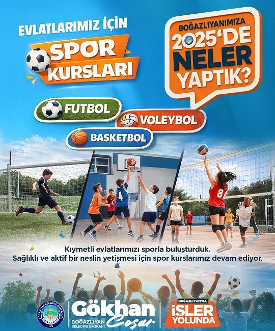 Boğazlıyan Belediyesi tarafından futbol, voleybol ve basketbol branşlarında düzenlenen spor