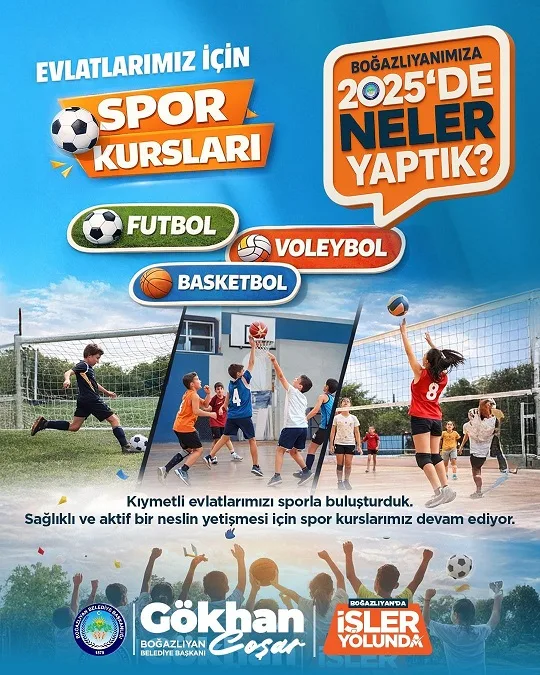 Boğazlıyan Belediyesi tarafından futbol, voleybol ve basketbol branşlarında düzenlenen spor