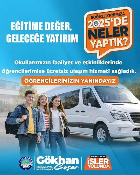 Boğazlıyan Belediyesi, 2025 yılı boyunca eğitime yönelik projeleriyle öğrencilere ücretsiz