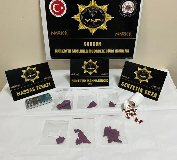 Yozgat Narkotik Suçlarla Mücadele ekipleri tarafından Sorgun ilçesinde düzenlenen operasyonda