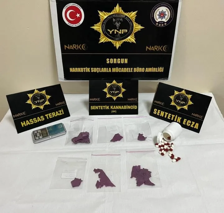 Yozgat Narkotik Suçlarla Mücadele ekipleri tarafından Sorgun ilçesinde düzenlenen operasyonda