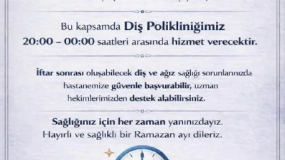 Boğazlıyan Devlet Hastanesi Başhekimi Hacı Deniz, Ramazan ayı boyunca Diş