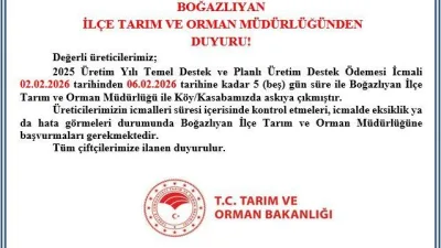 Boğazlıyan İlçe Tarım ve Orman Müdürlüğü, 2025 Üretim Yılı temel