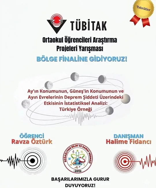 Boğazlıyan Bilim ve Sanat Merkezi öğrencisi Ravza Öztürk, deprem ve