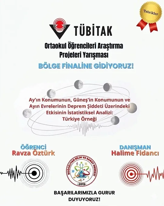 Boğazlıyan Bilim ve Sanat Merkezi öğrencisi Ravza Öztürk, deprem ve