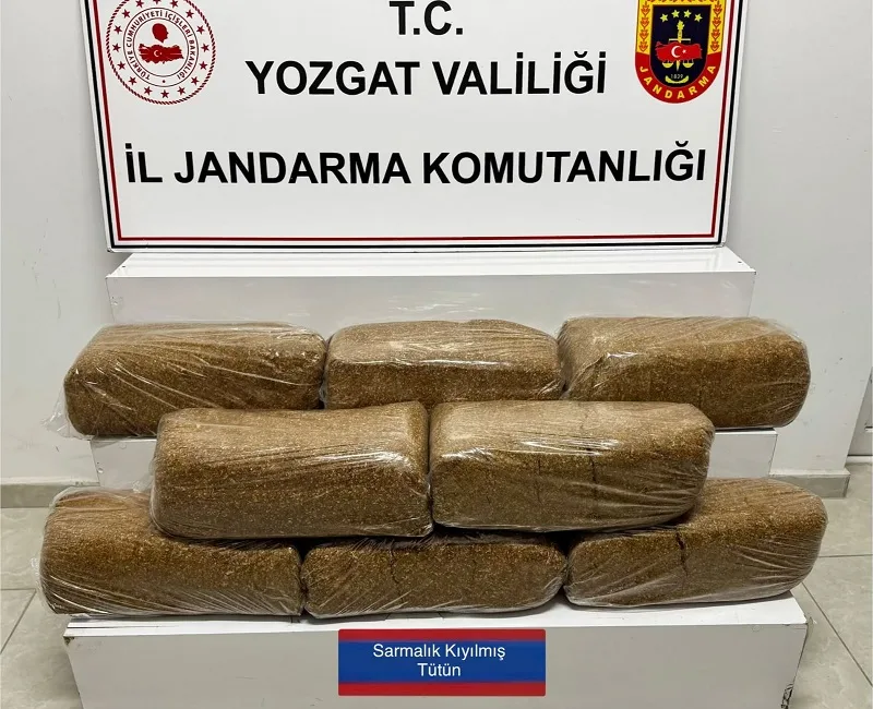 Yozgat’ta jandarma ekiplerinin düzenlediği operasyonda 40 kilogram kaçak kıyılmış tütün