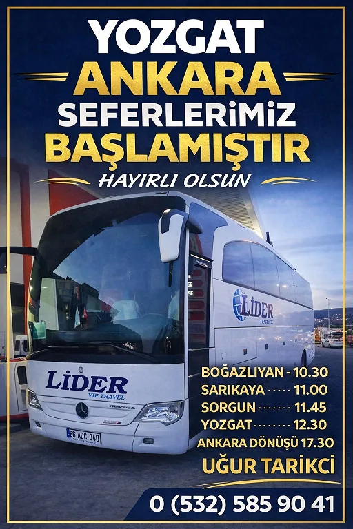 Lider Turizm, Boğazlıyan ile Ankara arasında her gün karşılıklı otobüs
