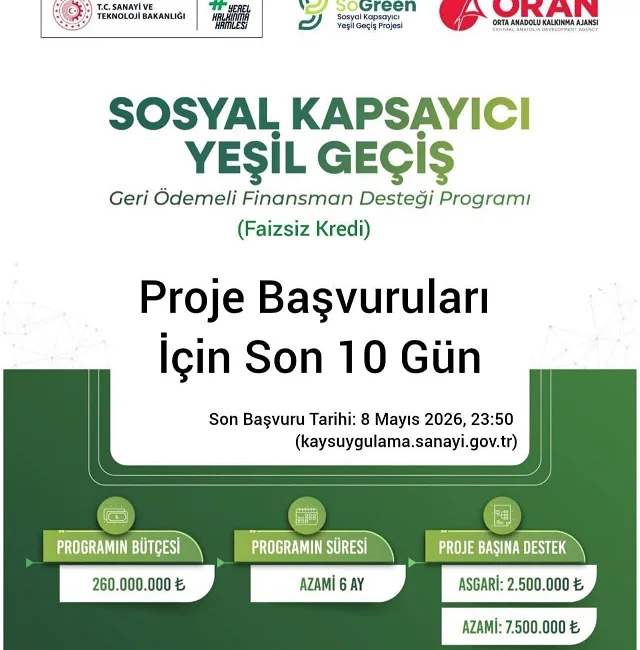 Sanayi ve Teknoloji Bakanlığı öncülüğünde hayata geçirilen SoGreen Projesi kapsamında,