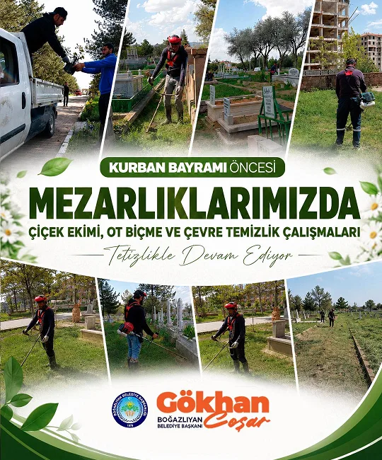 Gökhan Coşar, Kurban Bayramı öncesinde mezarlıklarda çiçek ekimi, ot biçme