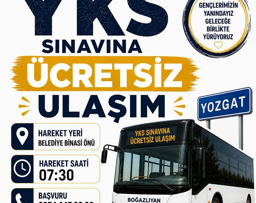 Boğazlıyan Belediyesi, hafta sonu Yozgat’ta yapılacak YKS’ye katılacak öğrenciler için