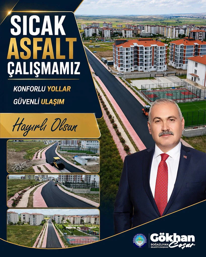 Boğazlıyan Belediyesi, hastane bölgesinde hazırlıkları tamamlanan yolda sıcak asfalt serimine
