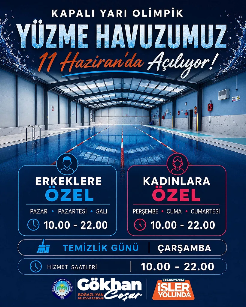 Boğazlıyan Belediyesi yüzme havuzu, perşembe günü itibarıyla vatandaşların hizmetine açılarak