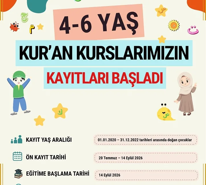 Boğazlıyan İlçe Müftülüğü, 4-6 Yaş Kur'an Kursları için ön kayıt