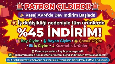 Tuncay Sayan,  mağazadaki tüm ürünlerde yüzde 45 indirim kampanyası