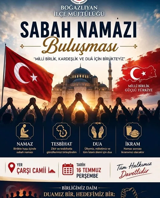 Boğazlıyan İlçe Müftülüğü, 16 Temmuz Perşembe günü "Milli Birlik, Kardeşlik