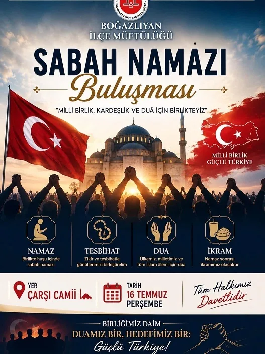 Boğazlıyan İlçe Müftülüğü, 16 Temmuz Perşembe günü "Milli Birlik, Kardeşlik