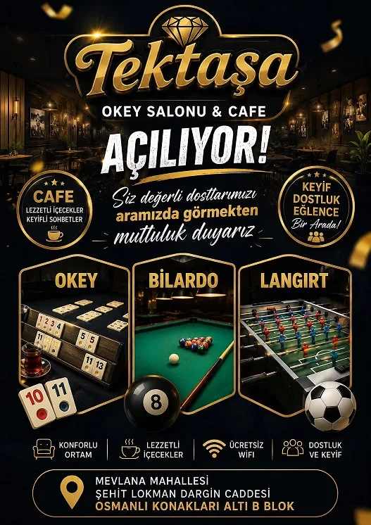 Boğazlıyan’da hizmete girecek Tektaşa Okey Salonu & Cafe, cumartesi günü