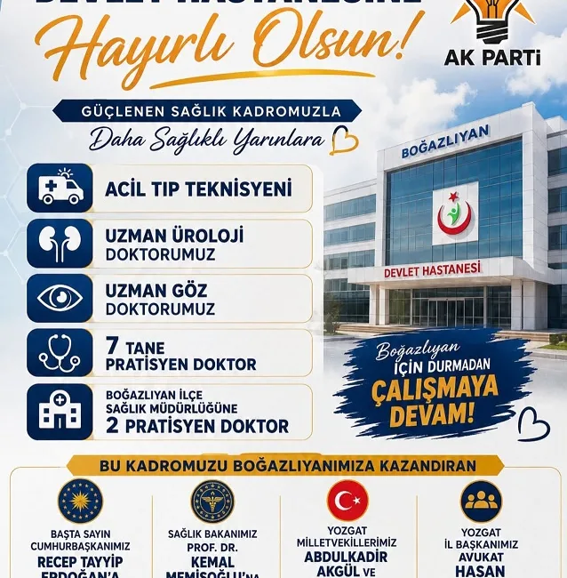 Boğazlıyan Devlet Hastanesi’ne uzun süredir eksikliği hissedilen branşlarda yeni hekim