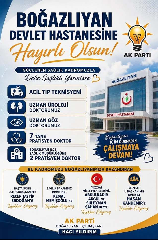 Boğazlıyan Devlet Hastanesi’ne uzun süredir eksikliği hissedilen branşlarda yeni hekim