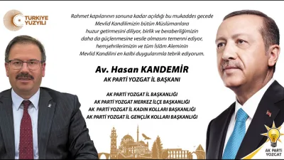 Kandemir, mübarek gecenin birlik, beraberlik, kardeşlik ve dayanışma duygularını güçlendirmesini