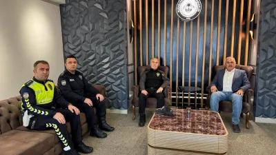 Yozgat İl Emniyet Müdürü Tuncay Pekin ve beraberindeki emniyet yetkilileri,