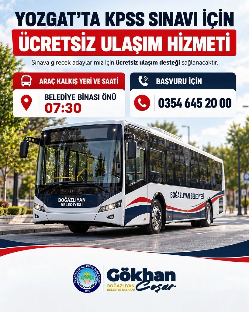 Boğazlıyan Belediye Başkanı Gökhan Coşar, hafta sonu Yozgat’ta yapılacak KPSS