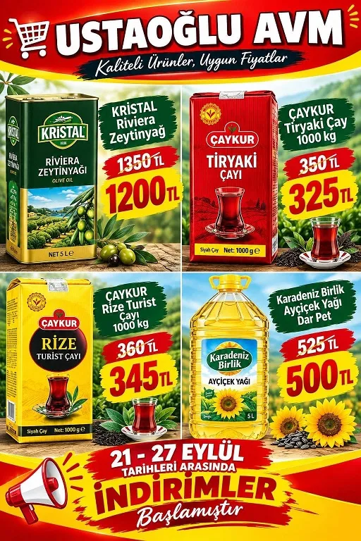 Ustaoğlu AVM’de 21-27 Eylül tarihleri arasında geçerli olacak indirim kampanyası