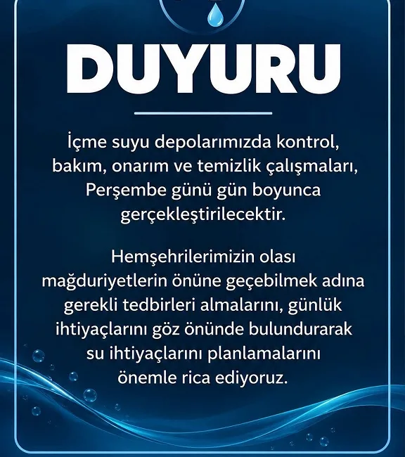 Boğazlıyan Belediyesi, içme suyu depolarında perşembe günü gün boyunca bakım,