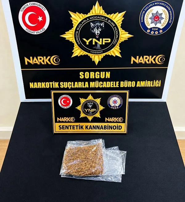 Yozgat İl Emniyet Müdürlüğü Narkotik ekiplerinin Sorgun’da gerçekleştirdiği çalışmada, uyuşturucu