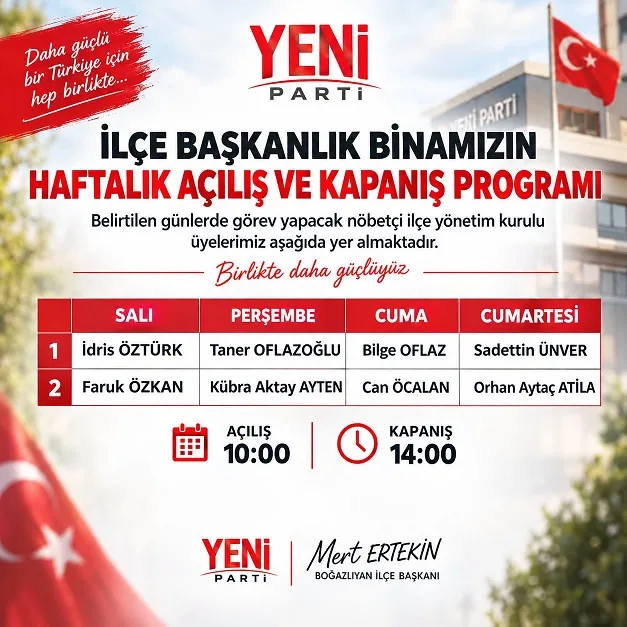 Yeni Parti Boğazlıyan İlçe Başkanı Mert Ertekin, vatandaşlarla buluşmak ve