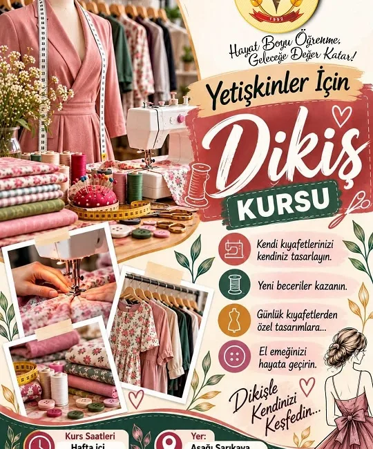 Yenipazar Belediyesi ile Boğazlıyan Halk Eğitim Merkezi iş birliğinde dikiş